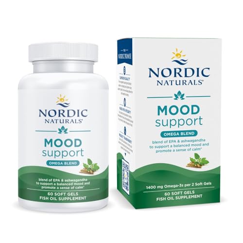 Nordic Naturals Mood Support Omega Blend - Unflavored - 60 Soft Gels - 1400 mg Omega-3 Supplement with EPA & DHA - Promotes Balanced Mood and Serenity - Non-GMO - 30 Servings