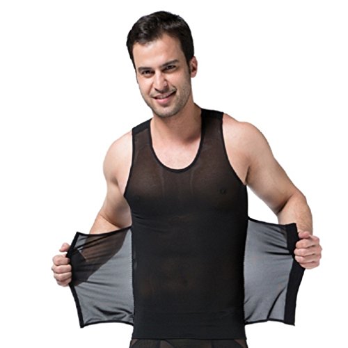 Stworld Mens Boned Waist Abs Abdomen Bodysuit Underwear with Three Rows Hook Eye Closure Black