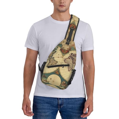 Bolso cruzado para pecho con diseño Retro y mapa mundial miniatura 7