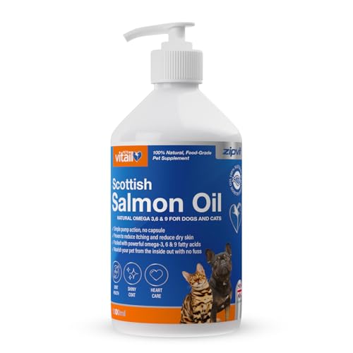 Zipvit Scottish Salmon Oil for Dogs & Cats, Supports Healthy Skin & Coat,Immunity, Joint & Brain Health, Naturally Rich in Omega 3, 6 & 9 (1 Litre)