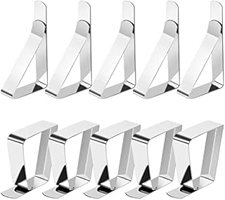 Yafe 12 Pack Tablecloth Clips, 2 Style Stainless Steel Table Cloth Holders Table Cloth Cover Clamps Adjustable Metal Clips for Outdoor Indoor Party Picnics Wedding BBQ Garden