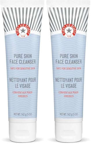 First Aid Beauty Ultra Gentle Cream-to-Foam Pure Facial Cleanser – Makeup Removing Face Cleanser - Face Wash with Colloidal Oatmeal & Glycerin, for Sensitive, Acne & Blemish-Prone Skin