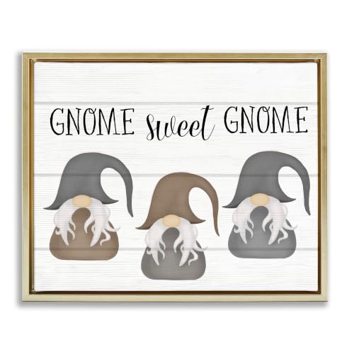 Gnome Sweet Gnome Trio Welcome, 16 x 20 Inch Canvas in Floater Frame