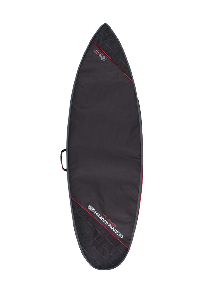 Ocean and Earth Compact Day - Bolsa para tabla de surf (7 pies), color negro y rojo claro