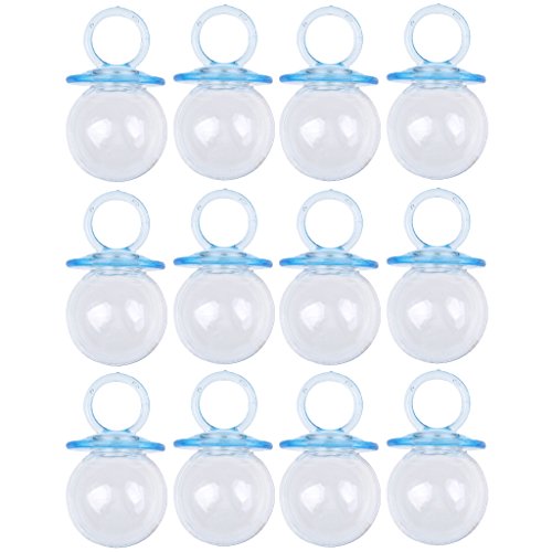 PETSOLA 12pcs Boîte à Dragées Mini Biberon Bonbonnière Baptême Nouveau-Né Bébé - Bleu/Rose - Bleu
