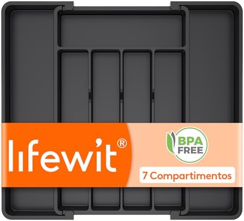 Lifewit - Organizador de cubiertos de plástico para cajones (prof...