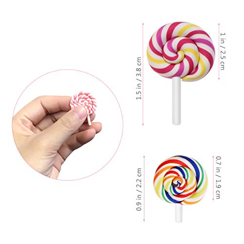 Ultnice 36Pcs Lollipop Prop Clay Candy Embellishment Rainbow Swirl Lollipop Lolly Random #TOP6