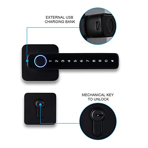 Serrure connectée Tuya avec poignée de porte intelligente à empreinte digitale et code - 6