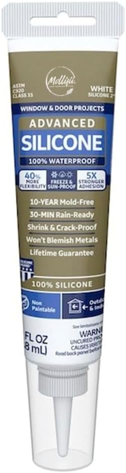 Advanced White Silicone 2 Window and Door Caulk Sealant 2.8 oz, Mfr: M90050-A