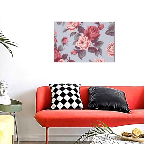 Toile murale décoration moderne tableau roses rouges salon chambre