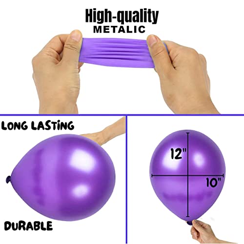 Image of Party Propz Purple Balloons For Birthday Decoration - Set of 50 Pcs Purple Balloons For Decoration | purple theme birthday decorations | Metallic Balloons for Decoration (Latex)