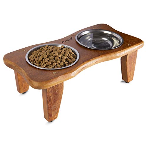 Comedouro e Bebedouro em Madeira para Gatos e Cães