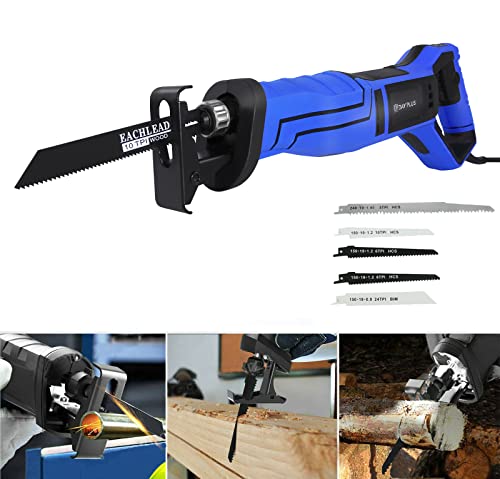 900W Reciprocating Saw, Powerful Sabrer Saw Variable Speed, Electric Saw with 5 Blades for Cutting Wood Metal Aluminum
