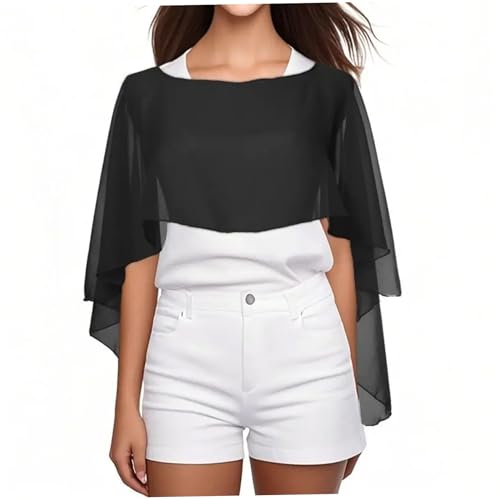 Cape en mousseline noire élégante pour sublimer une robe de mariée ou de soirée