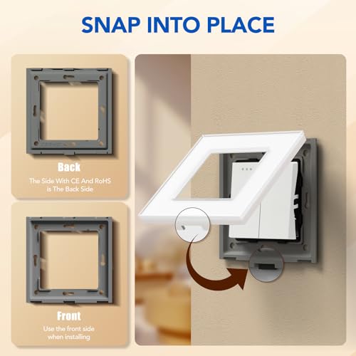 BSEED Lichtschalter 2 Fach 2 Wege Glas Lichtschalter Unterputz Taste Schalter Wechselschalter Wei&szlig; Kristall Kippschalter