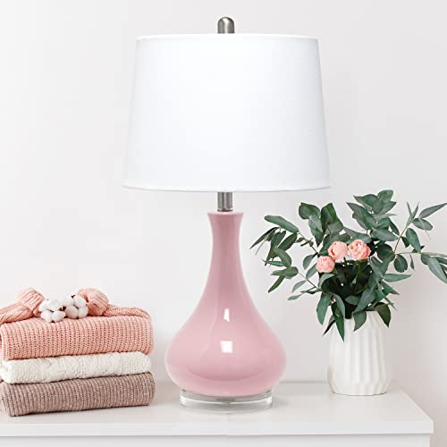 Lalia Home Indoor Modern Desk Lamp 14" L X 14" W X 26.25" H Droplet Table Lamp With Fabric Shade - Rose Pink #TOP3