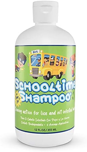 Schooltime Lice & Nit Removal Shampoo for Kids - Gentle Non Toxic Formula - Eliminates Head Lice and Eggs - Easy 15-Minute Application - Family Size 12 oz Bottle