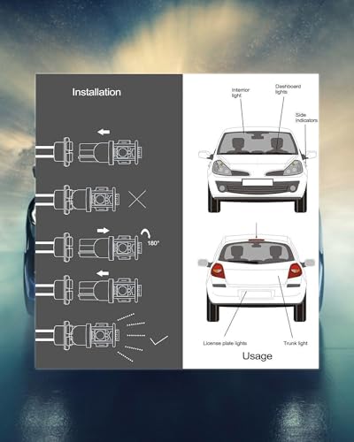 Noobibaba 501 LED Bulbs W5W Bulb, T10 194 168 2825 Number Plate Light LED Side Light, Cool White 6000K 0.5W 12V DC Wedge Base 10-Count - Image 5