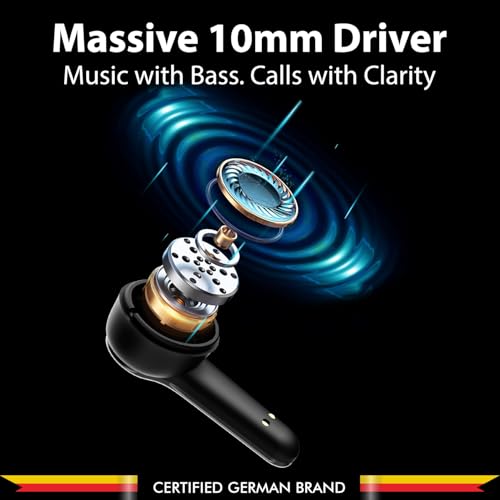 Image of Blaupunkt BTW250 Moksha ANC -30dB True Wireless in Earbuds with Mic I Flip Top Rotatory Design I 40H Playtime I TurboVolt Fast Charging I Crispr Enc Tech I 80Ms Low Latency (Black)