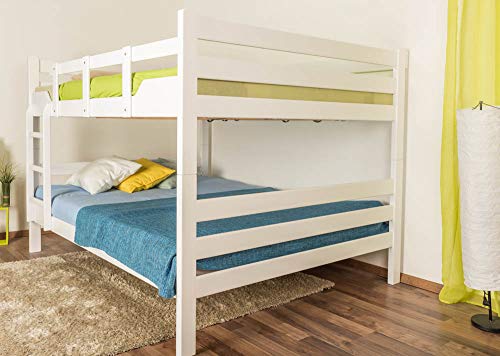 Etagenbett für Erwachsene"Easy Premium Line" K16/n, Kopf- und Fußteil gerade, Buche Vollholz massiv weiß lackiert - Liegefläche: 160 x 200 cm, teilbar Cover