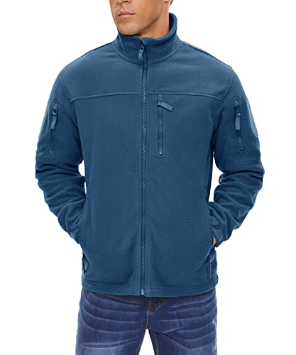 Crysully Men's Fleece Tactical Military Jacket Snow Ski Outdoor Hiking Coat Blue Green #TOP2