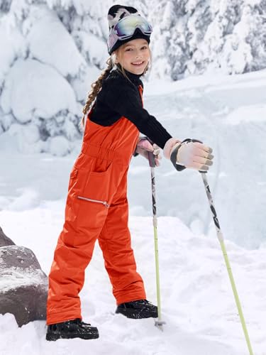 Image of Haloumoning Kids Snow Bibs Girls Ski Pants Waterproof Insulated Snowboard Overalls Snowsuit 5-14 Years