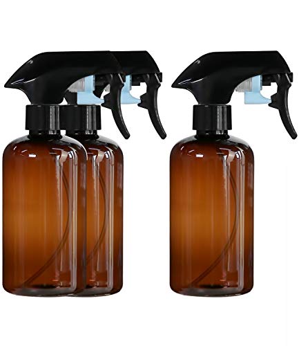 3-Pack Amber Plastic Spray Bottle 8oz,250ml Empty Colored Mist Sprayer Bottles Refillable Medium Adjustable Trigger Cleaning Products for Hair and Plant,Essential Oils