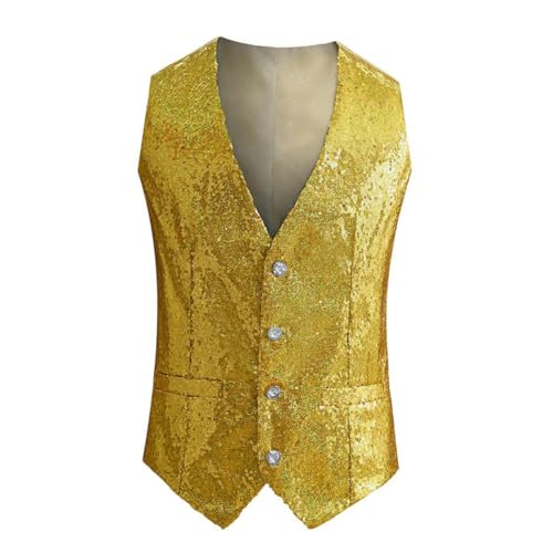 Gilet à paillettes doré homme L tenue de fête spectacle et réveillon