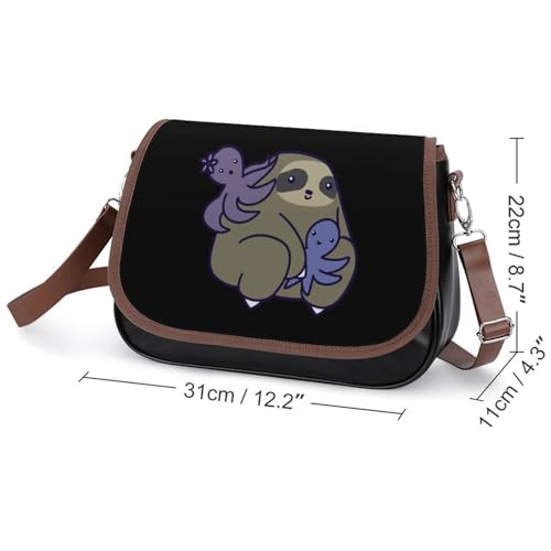 Sloth with Octopu Crossbody Bag Anti-Theft Side Shoulder Bags Adjustable Leather Messenger Bag Unisex2