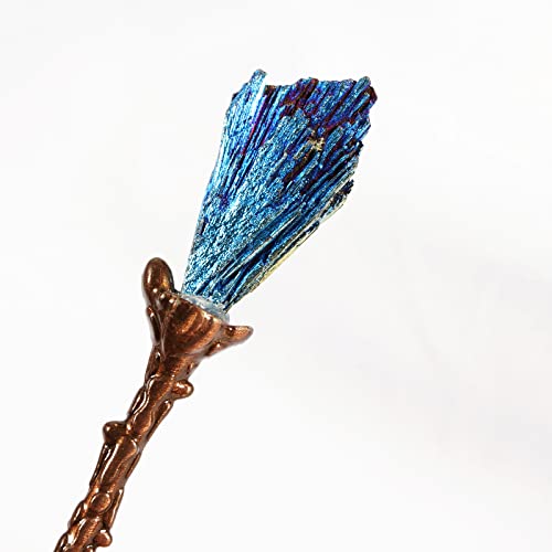 Soulnioi Vintage Carved Crystal Spoons Retro Decorative Coffee Stirring Spoons Dessert Spoons Ice Cream Spoon with Malachite Blue Flame Feather Head for Cafe Office Tableware -Red Bronze - Image 4