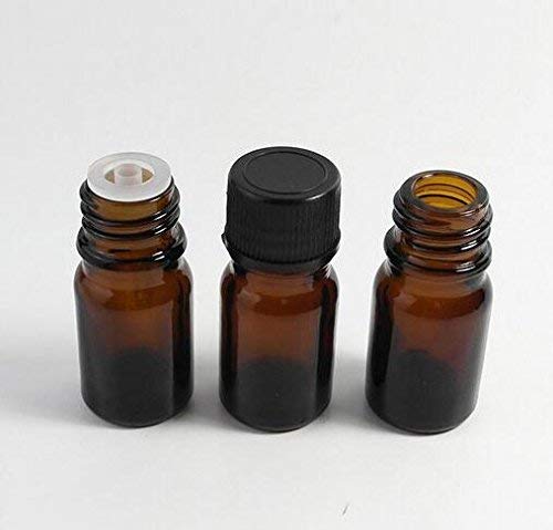 6Pcs Amber Glass Essential Oil Bottles with Orifice Reducer and Black Cap Empty Cosmetic Perfume Aromatherapy Storage Container Vial Pots Portable Refillable size 20ml/0.67oz4