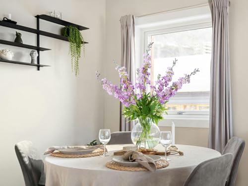 5pcs Purple Delphinium Artificial Flowers, 33" Silk Larkspur Faux Flower with Long Stem Fake Bouquet for Tall Floor Vase Kitchen Home Indoor Hyacinth Summer Floral Plant Centerpiece Decor