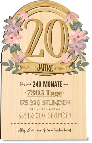 20. Hochzeitstag 20 Jahre – Porzellanhochzeit Holzkarte -...