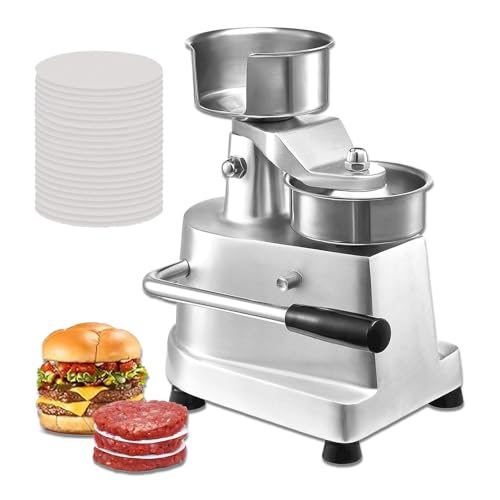 Manual Burger Press with Non-Stick Grill Papers