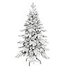 4 FT Snow Flocked Christmas Tree with 455 PEPVC Mixed Branch TipsUnlit Artificial Skinny Pencil Christmas Tree with 19 Pine ConesHinged Premium Xmas Slim Fir Trees for HomeOfficeParty Decoration