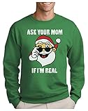 Green Turtle Sudadera para Hombre - Jersey Navidad Hombre Regalo Navidad Divertida - Ask Your Mom if I'm Real - Medium Verde