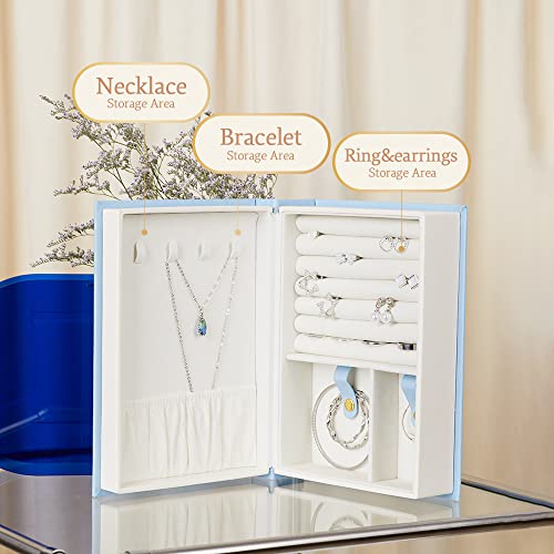 Vitafeli Book Shaped Jewelry Organizer - Stand-Up Jewelry Box With Luxury & Noble Appearance – Large Storage With Pu Leather & Magnetic Lock(Beige) #TOP2