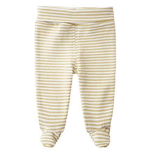 QGAKAGO Newborn Infant Baby Cotton Footed Pants High Waist Casual Leggings for Baby Girls Boys 0-12 Months (3-6 Months, Khaki Stripe)