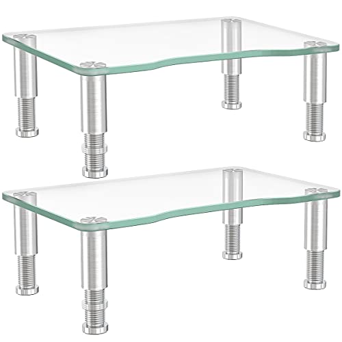 Lot de 2 Supports pour Moniteur d'ordinateur avec Support de Bureau multimédia réglable en Hauteur pour Ordinateurs, Ordinateurs Portables et télévise