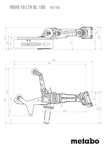 Ponceuse a bande sans fil metabo 18 V - vue 3