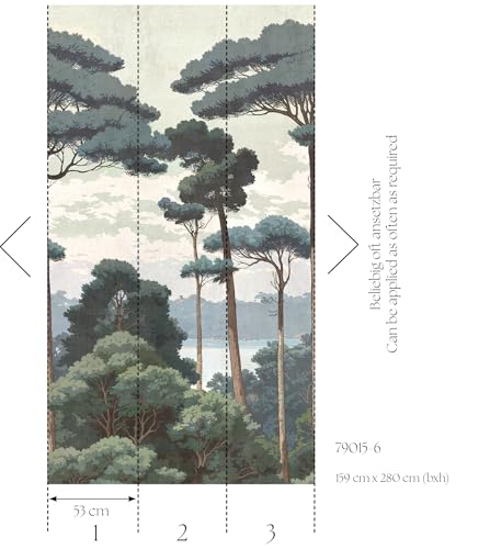 Livingwalls Hot Spots Photo Wallpaper Forest 1,59 m x 2,80 m - Brown, Cream, Green - Nature Wallpaper - 790156 - Image 3