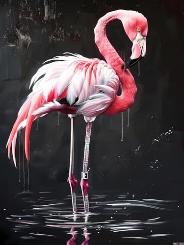 Broderie diamant flamant rose 5D strass complet relief brillant
