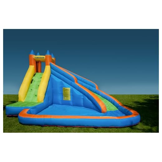 Tobogani – Vattenpark med pool och rutschkana, uppblåsbar, 12 m² (inklusive kontinuerlig fläkt)