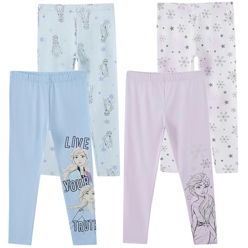 Disney Frozen Elsa Girls 4 Pack Legging Pants for Toddler to Big Kids