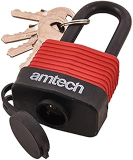 Amtech T0760 40mm Long Shackle Weatherproof Padlock, Outdoor Padlock, 4 Keys, Wide Range of Security Applications