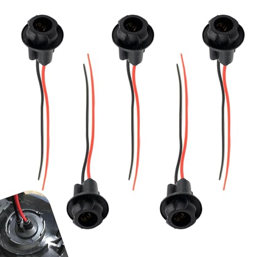 lekiliky 5PCS 194 Bulb Socket with Wire Pigtail, Waterproof Shock-resistant Marker Light Socket Adapter, T10 Extension Harness Plugs Connectors, Universal for Most Cars Trucks (Black)