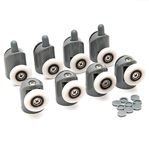 Rouleau de porte de douche Accessoires de salle de douche Roue suspendue pour partie supérieure de porte coulissante et accessoires de remplacement de roue unique fixés au botter (8 pièces)