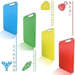 Plastic Cutting Board, Set of 4 with Storage Stand, Color Box Packed, BPA-Free, Preventing Cross-Contamination of Different Food Types, Dishwasher Safe | Preventing Cross-Contamination of Different Food Types, Dishwasher Safe