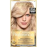 L'Oreal Paris Superior Preference Luminous Fade-Defying Permanent Hair Color, Hair Dye For Up to 9 Weeks of Radiance, Champagne Blonde 8.5A, 1 Hair Dye Kit