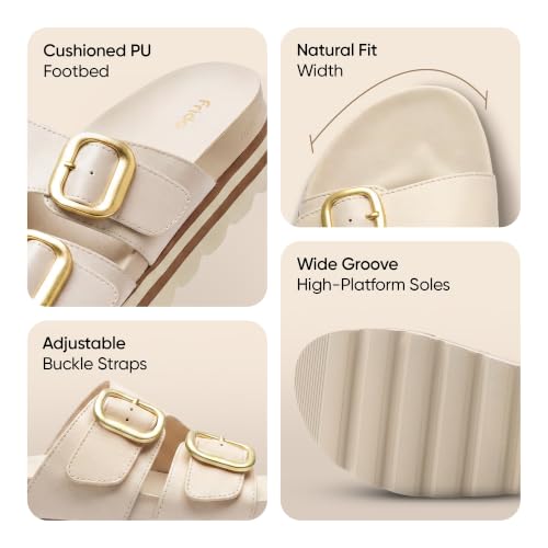 Image of Frido Women's Arch Support Wedge Sandals, Orthopedic Cushioned Platform Heels with Anti-Slip Sole, Comfortable Slip-On Footwear for Office, Travel, Daily Wear & Long Standing | Available in 3 Style- Buckle Strap, Velcro Strap & Classic Styles